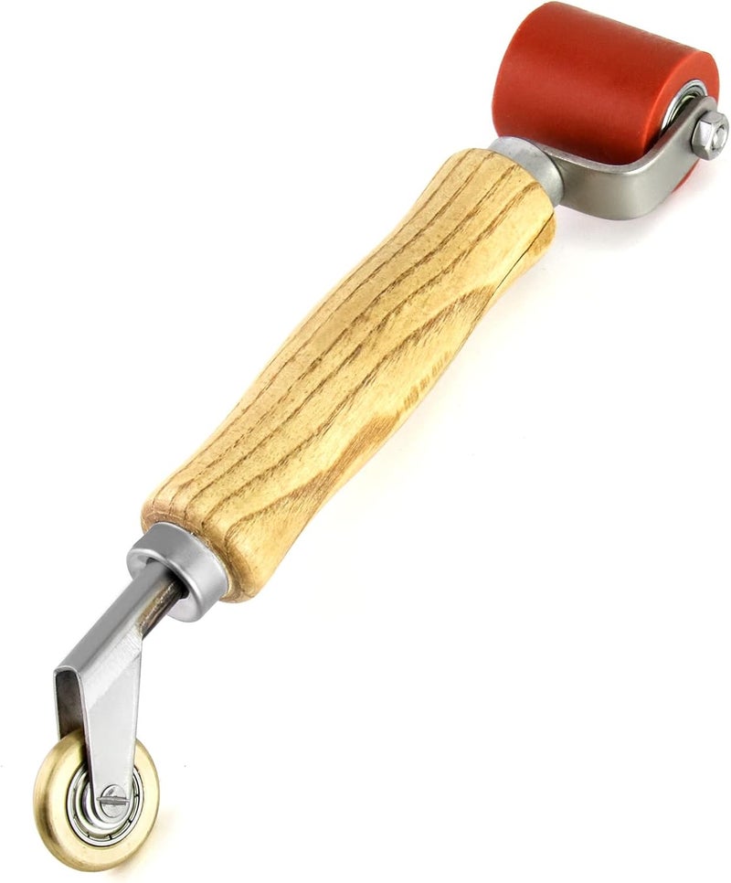 QWORK Seam Roller, 40mm Silicone Seam Roller with 6mm Brass Detail Penny Roller, Smoothing Seam Roller Tool for PVC/TPO/EPDM Single Ply Roofing Tape - Image 1